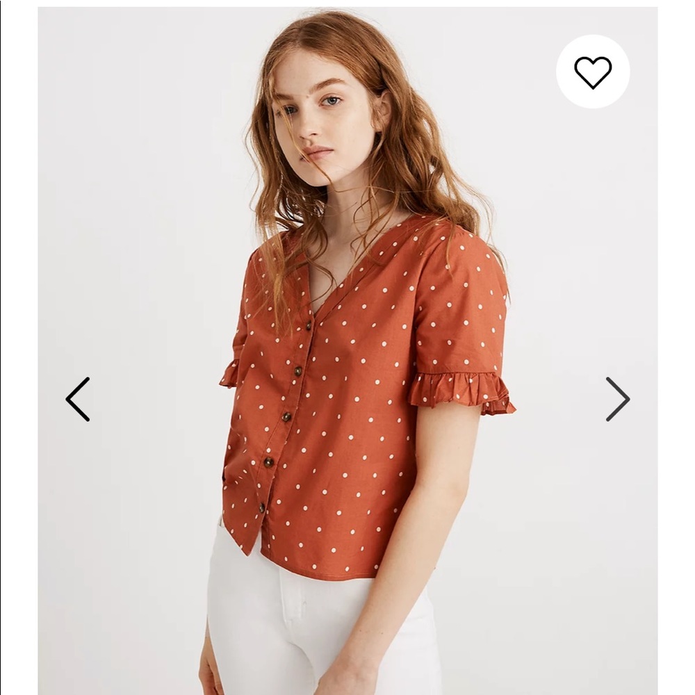 Madewell Village Ruffle Sleeve Shirt in Polka Dot
